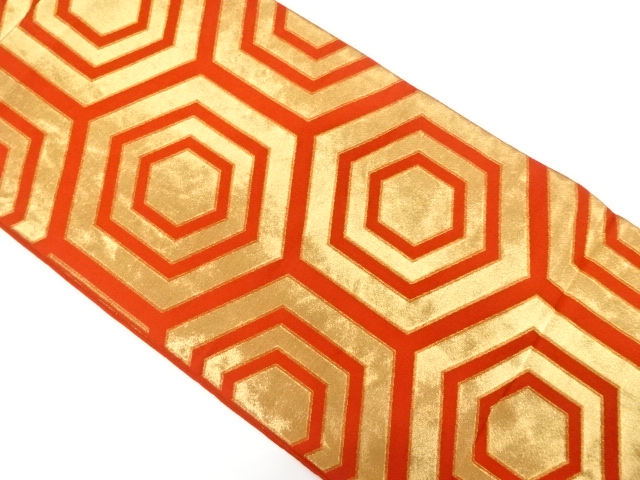 アンティーク　重ね亀甲模様織り出し袋帯（材料）